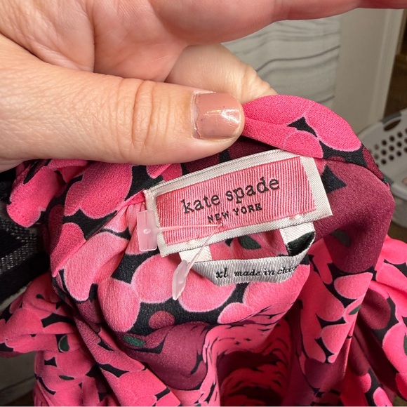 Kate Spade Vibrant Pink and Black Floral Blouse - Picture 4 of 4